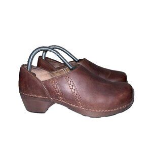 DANSKO Womens Clogs Shoes Brown Leather Slip On Low Heels SZ 39